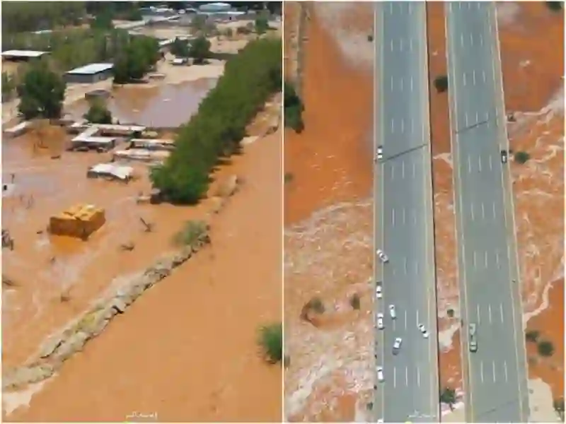 فيديو تصوير من درون لسيول وادي فاطمة تقطع طريق مكة - جدة لأول مرة 