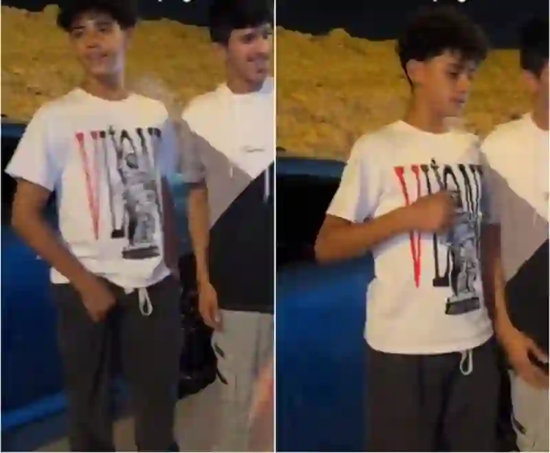 فيديو نجل رونالدو يتجول في الرياض بأكسنت ويتصور مع عيال الرياض في الشارع 