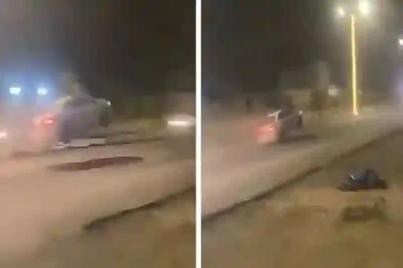 فيديو كاميرات ترصد السيارات تنقلب وتتطاير في جازان بسبب مطب الموت 