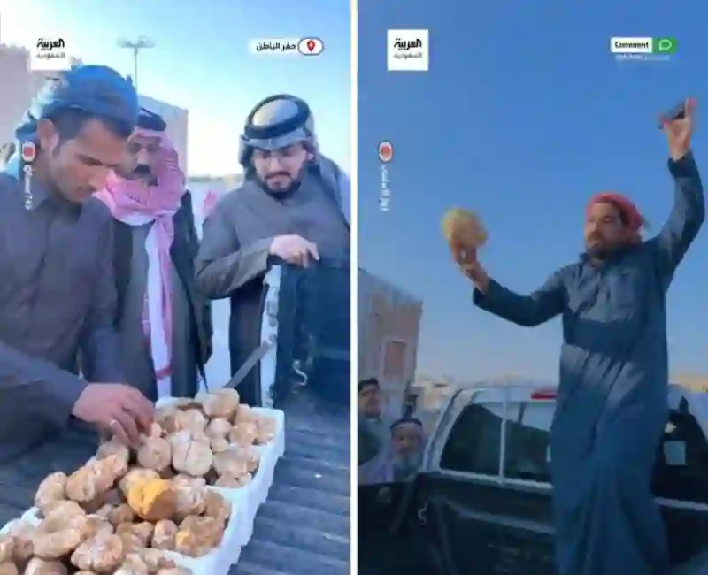 فيديو بداية بيع الفقع في سوق حفر الباطن وسعر الحبة الواحدة يسجل هذا السعر لأول مرة 