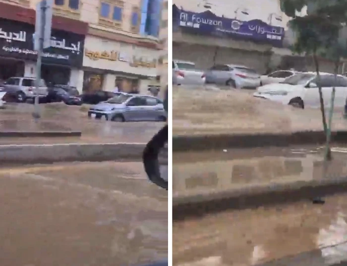 فيديو السيول القوية تغرق حي بالكامل في جدة 