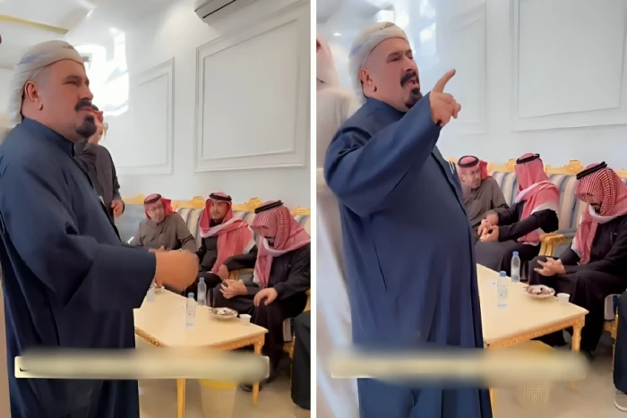 حصري.. فيديو صادم لما فعله والد دخيل القحطاني مع أبو حصة في عزاء ولده 
