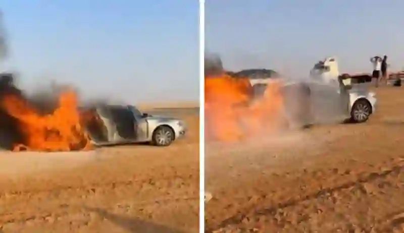 لحظات مرعبة في فيديو متداول: احتراق سيارة شباب عائدين من إجازة العيد وتفاصيل نجاتهم على الطريق